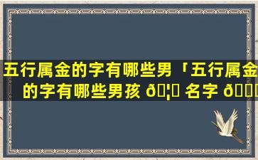 五行属金的字有哪些男「五行属金的字有哪些男孩 🦅 名字 🍁 大全」